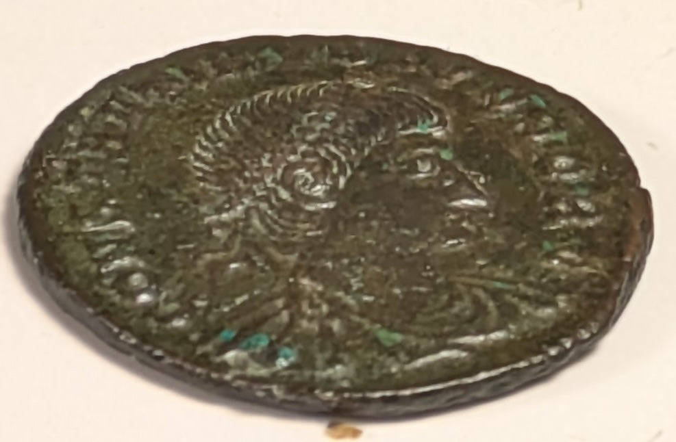 ROME, Constantine II ~ 337-340 ~ Æ4 (2.49g) of Cyzicus ~ Bust right ~ 2 soldiers stg., either side of 1 standard, SMKA in ex, glor iaexer citvs around ~ RIC-27. LRBC-1275 ~ Nice glossy VF