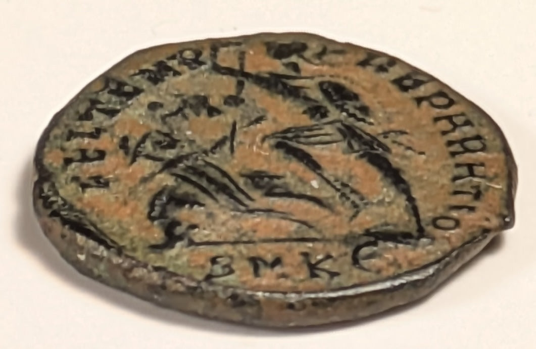 ROME, Constantius II ~ 337-361 ~ Æ 1/2 Centenionalis (2.46g) Cyzicus ~ Bust right,dn constanivs pf avg ~ Soldier adv. left, spearing fallen horseman, SMKΕ in ex, fel temp reparatio ~ RIC-VIII, 104 ~ VF