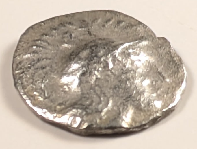 CALABRIA, Tarentum ~ 302-228 BC ~ Silver Diobol (.75g) (or Obol) ~ Head of Athena right, wearing crested helmet ~ Hercules standing right, strangling Nemean Lion. ~ As Vlasto-1316 ~ F, some oxidation