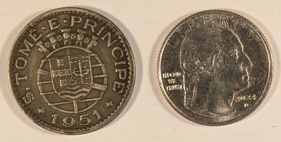 SAINT THOMAS & PRINCE, Portuguese Colony ~ 1951 ~ Escudo ~ One year type ~ Seldom seen ~ Y-11, KM-11 ~ EF