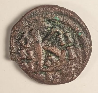BYZANTINE, Maurice Tiberius ~ 582-602 (Year 3 584-5) ~ Æ Half Follis (5.98g) ~ Crowned cuirassed facing bust ~ Large K, ANNO III, KYZ in ex. Cyzicus mint. Ex CNG XIX, Lot 241 (Feb. 1992). Scarce ~ SB-520, MIB-89D ~ aVF