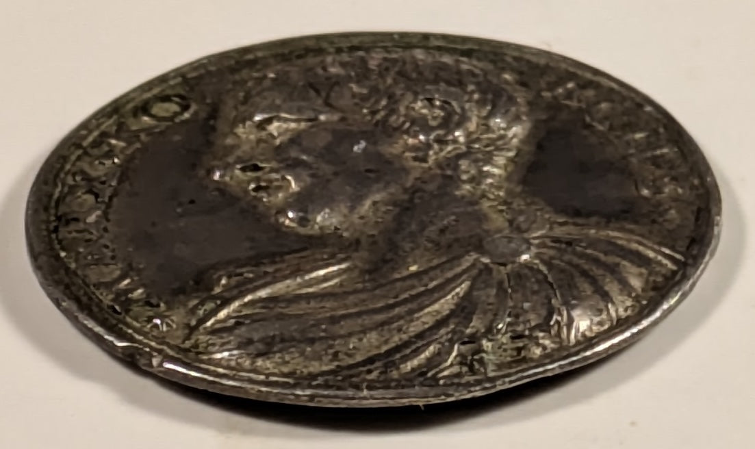 BOHEMIA, Death of Marcus Curtius ~ 1535 (362 BC) ~ 24mm Silver Medal by Concz Welcz (4.07g) ~ Draped bust of Curtius left ~ Curtius on horseback left, about to leap into chasm in the Roman Forum. ~ Katz-216 ~ Gd VF, toned
