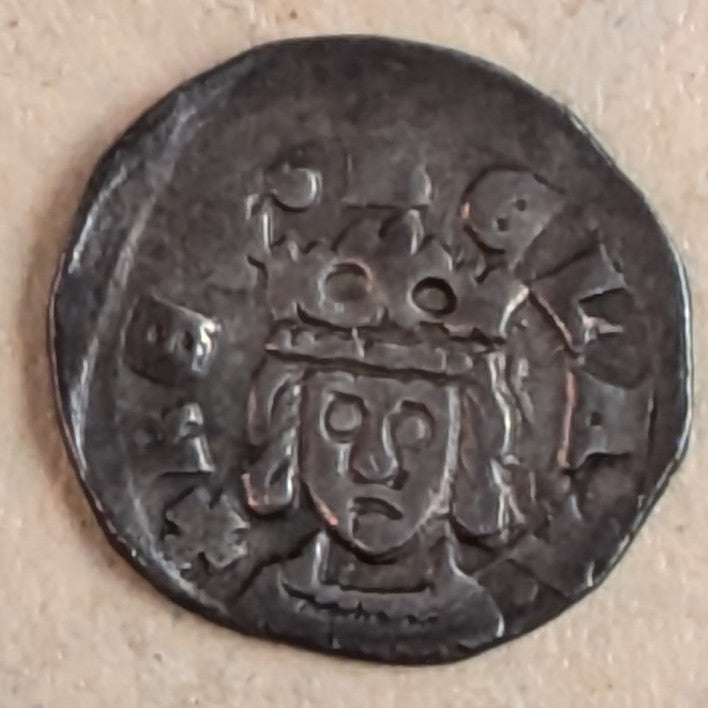 HUNGARY, Bela IV ~ 1235-1270 ~ AR Denar (.47g) ~ Facing bust, REX BELA ~ Eagle standing left, head turned right with open wings ~ R-246, Hus-313 ~ VF