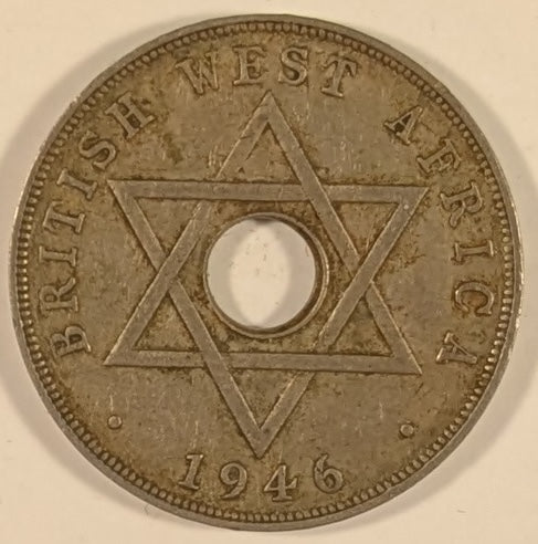 BRITISH WEST AFRICA, George VI ~ 1946-SA ~ Penny ~ Struck at the South African mint in Pretoria. This is the rarest of all regular BWA pennies ~ Y-24, KM-19 ~ Toned VF