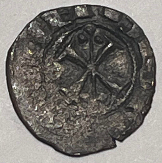 FRANCE, Burgundy, Hugh V ~ 1305-1315 ~ Silver Denier (.97g) ~ "DUX" on banner ~ Cross, with shamrock (?) in 2 angles ~ Boudeau-1214, SCMF-5785 ~ Gd Fine, some flat areas?