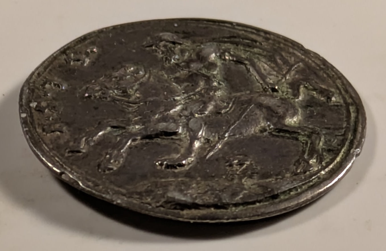 BOHEMIA, Death of Marcus Curtius ~ 1535 (362 BC) ~ 24mm Silver Medal by Concz Welcz (4.07g) ~ Draped bust of Curtius left ~ Curtius on horseback left, about to leap into chasm in the Roman Forum. ~ Katz-216 ~ Gd VF, toned