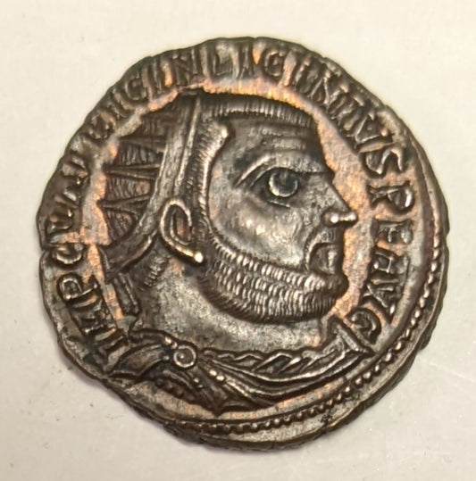 ROME, Licinius I ~ 308-324 (321-4) ~ Æ3 (3.45g) of Alexandria ~ Radiate, draped and cuirassed bust right/Jupiter standing left, holding Victory ~ on globe and eagle-tipped scepter, with another eagle at feet to left and captive seated on ground to ri